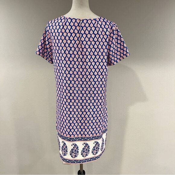 J.Crew Floral Paisley Print Short Sleeve straight cut loose fit Dress size 8 - Picture 6 of 12